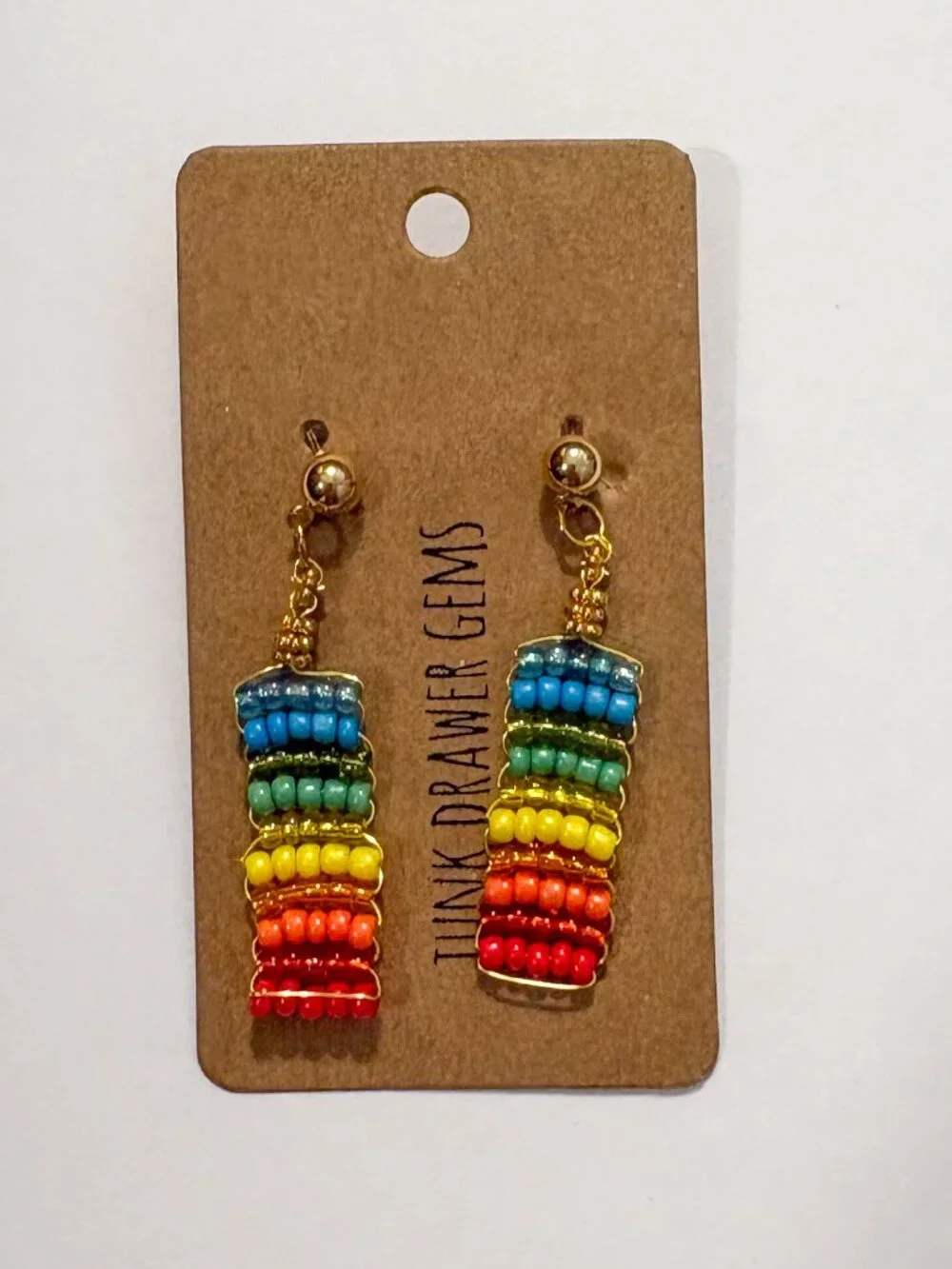 Handmade Beaded Rainbow Earrings